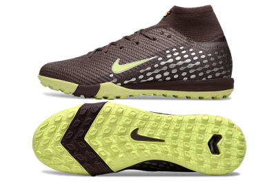 Unisex Nike Air Zoom Mercurial Superfly 10 Elite TF Artificial Turf High-Tops Football Shoes - Brown/Lime Green/Slate Grey