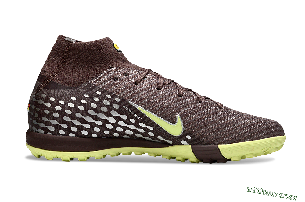 Unisex Nike Air Zoom Mercurial Superfly 10 Elite TF Artificial Turf High-Tops Football Shoes - Brown/Lime Green/Slate Grey 7