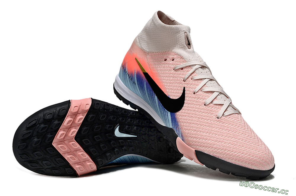 Unisex Nike Air Zoom Mercurial Superfly 10 Elite TF Artificial Turf High-Tops Football Shoes - Pink/Coral Breeze/Faded Blue 3