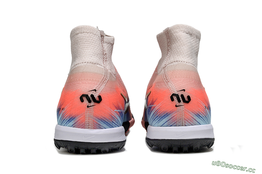 Unisex Nike Air Zoom Mercurial Superfly 10 Elite TF Artificial Turf High-Tops Football Shoes - Pink/Coral Breeze/Faded Blue 5