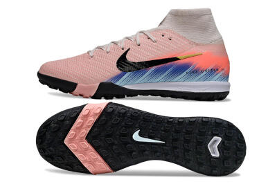 Unisex Nike Air Zoom Mercurial Superfly 10 Elite TF Artificial Turf High-Tops Football Shoes - Pink/Coral Breeze/Faded Blue