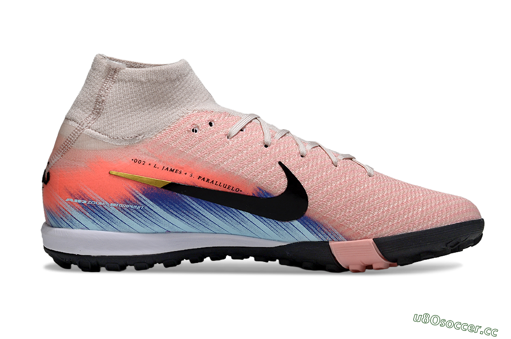 Unisex Nike Air Zoom Mercurial Superfly 10 Elite TF Artificial Turf High-Tops Football Shoes - Pink/Coral Breeze/Faded Blue 7