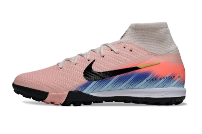 Unisex Nike Air Zoom Mercurial Superfly 10 Elite TF Artificial Turf High-Tops Football Shoes - Pink/Coral Breeze/Faded Blue