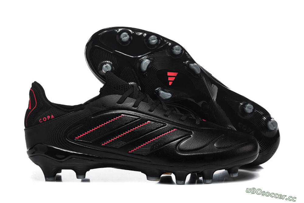 Men's Adidas Copa Pure 2 FG Firm Ground Low-Tops Football Boots - Black/Crimson Burst/Sleek Charcoal 2