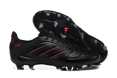 Men's Adidas Copa Pure 2 FG Firm Ground Low-Tops Football Boots - Black/Crimson Burst/Sleek Charcoal