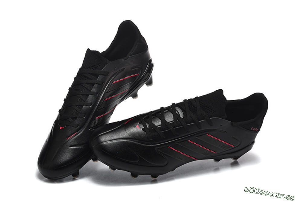 Men's Adidas Copa Pure 2 FG Firm Ground Low-Tops Football Boots - Black/Crimson Burst/Sleek Charcoal 6