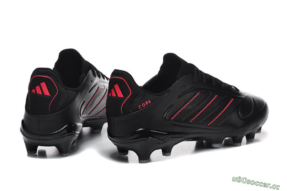 Men's Adidas Copa Pure 2 FG Firm Ground Low-Tops Football Boots - Black/Crimson Burst/Sleek Charcoal 9
