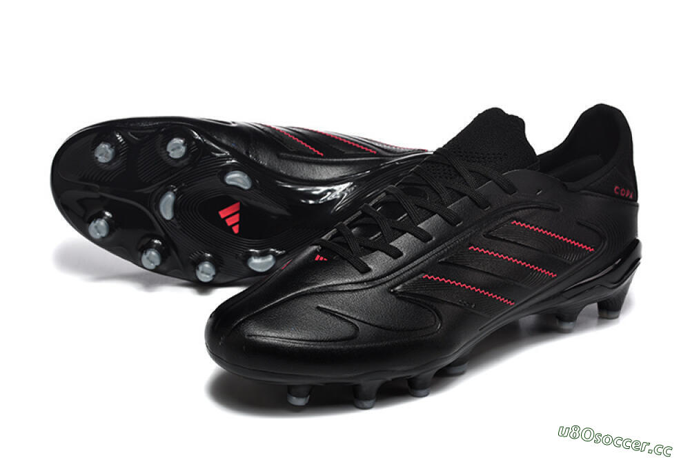Men's Adidas Copa Pure 2 FG Firm Ground Low-Tops Football Boots - Black/Crimson Burst/Sleek Charcoal 3
