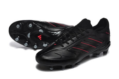 Men's Adidas Copa Pure 2 FG Firm Ground Low-Tops Football Boots - Black/Crimson Burst/Sleek Charcoal