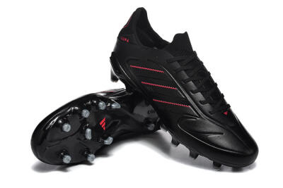 Men's Adidas Copa Pure 2 FG Firm Ground Low-Tops Football Boots - Black/Crimson Burst/Sleek Charcoal
