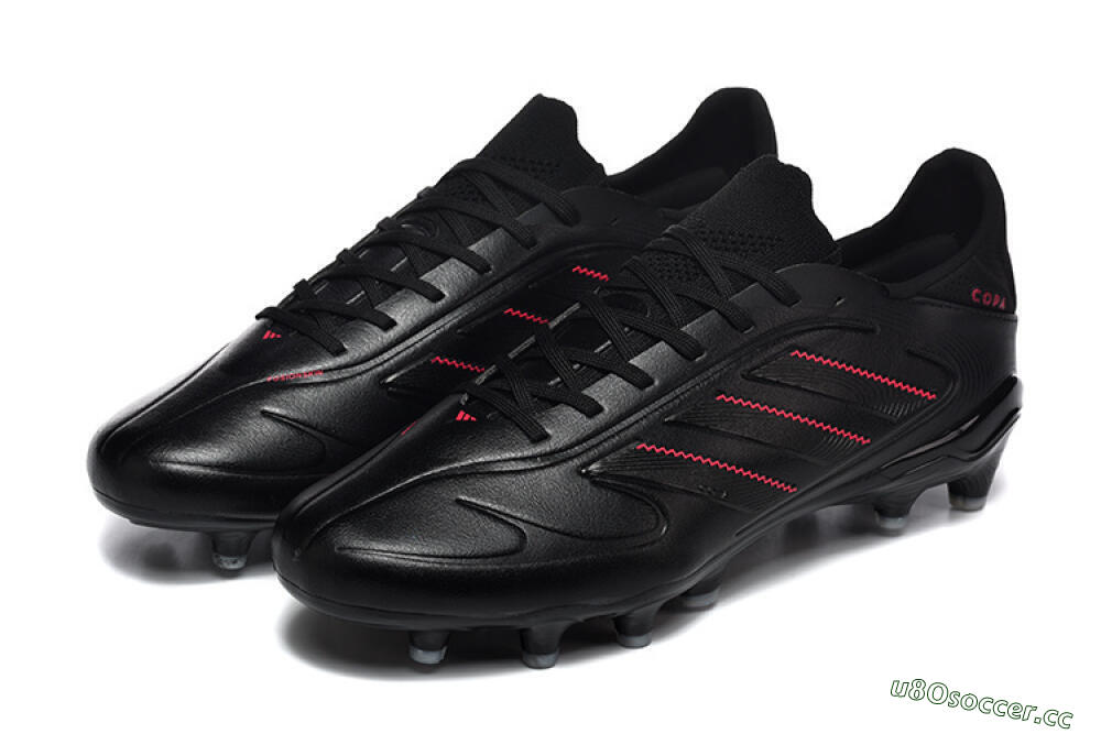 Men's Adidas Copa Pure 2 FG Firm Ground Low-Tops Football Boots - Black/Crimson Burst/Sleek Charcoal 5