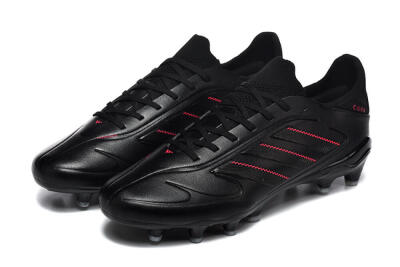 Men's Adidas Copa Pure 2 FG Firm Ground Low-Tops Football Boots - Black/Crimson Burst/Sleek Charcoal