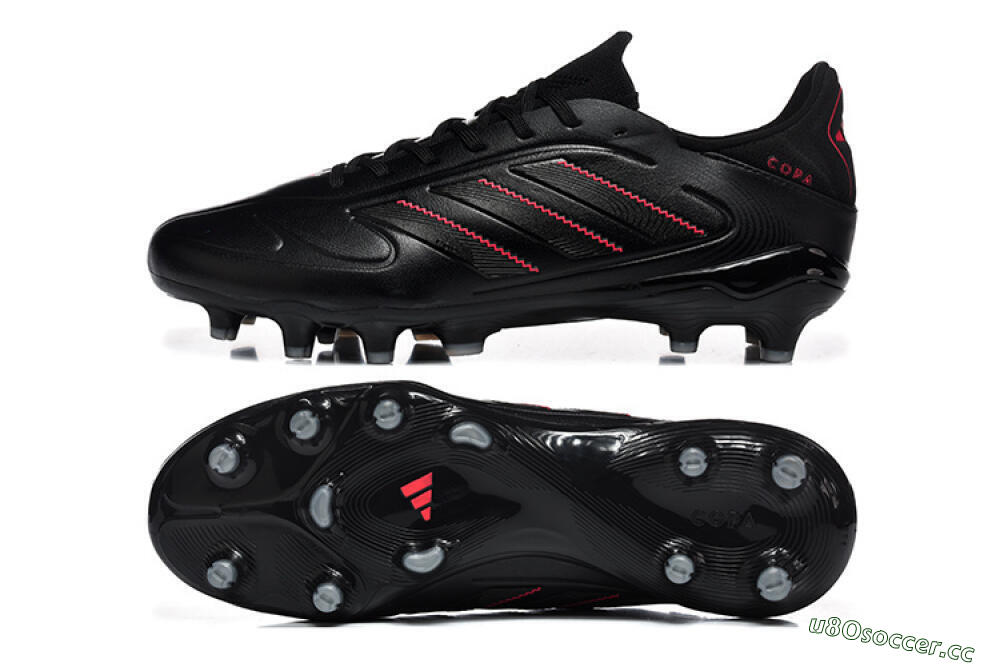 Men's Adidas Copa Pure 2 FG Firm Ground Low-Tops Football Boots - Black/Crimson Burst/Sleek Charcoal 1