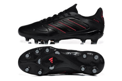Men's Adidas Copa Pure 2 FG Firm Ground Low-Tops Football Boots - Black/Crimson Burst/Sleek Charcoal