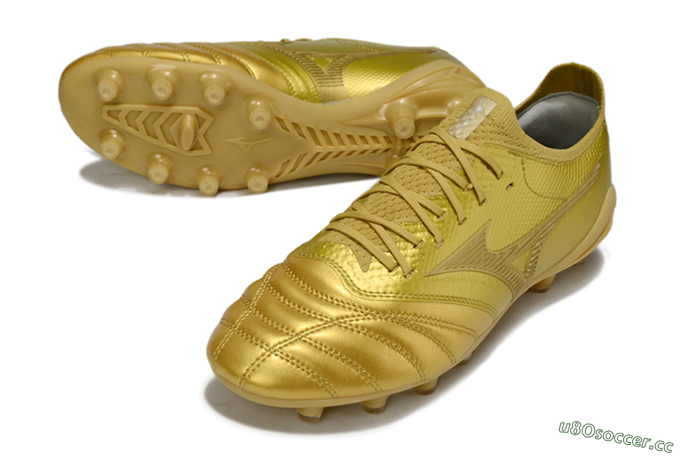 Men's Mizuno Morelia Neo 4 FG Firm Ground Low-Tops Football Boots - Gold/Metallic Gold/Shiny Gold 3