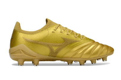 Men's Mizuno Morelia Neo 4 FG Firm Ground Low-Tops Football Boots - Gold/Metallic Gold/Shiny Gold