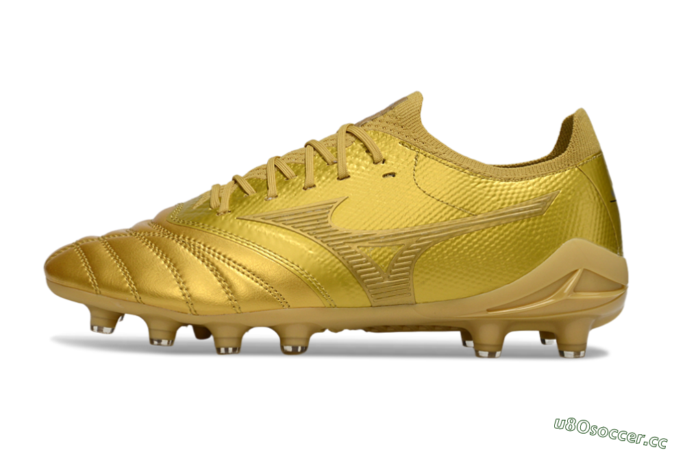 Men's Mizuno Morelia Neo 4 FG Firm Ground Low-Tops Football Boots - Gold/Metallic Gold/Shiny Gold 0
