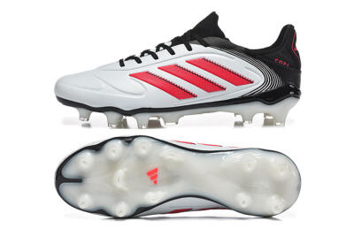 Men's Adidas Copa Pure 2 FG Firm Ground Low-Tops Football Boots - White/Crimson Red/Black