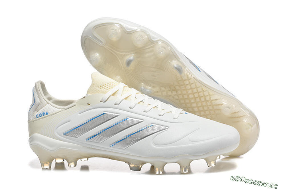 Men's Adidas Copa Pure 2 FG Firm Ground Low-Tops Football Boots - White/Light Gray/Blue 2