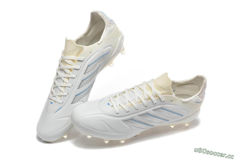 Men's Adidas Copa Pure 2 FG Firm Ground Low-Tops Football Boots - White/Light Gray/Blue 6