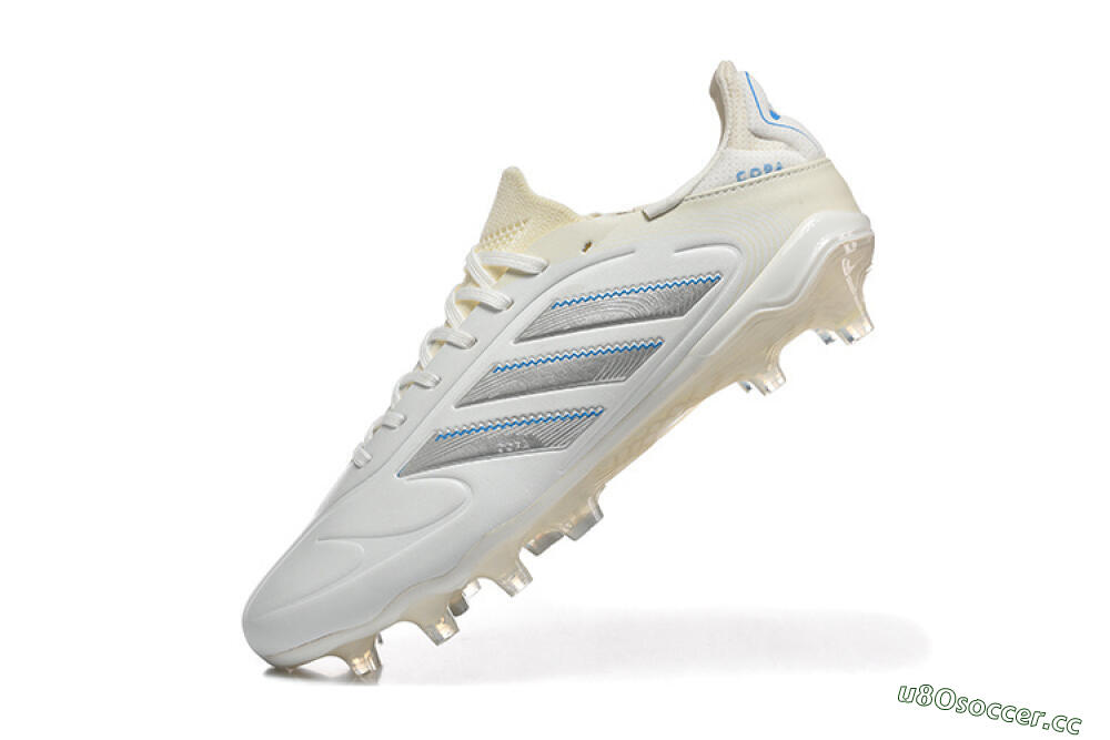 Men's Adidas Copa Pure 2 FG Firm Ground Low-Tops Football Boots - White/Light Gray/Blue 8