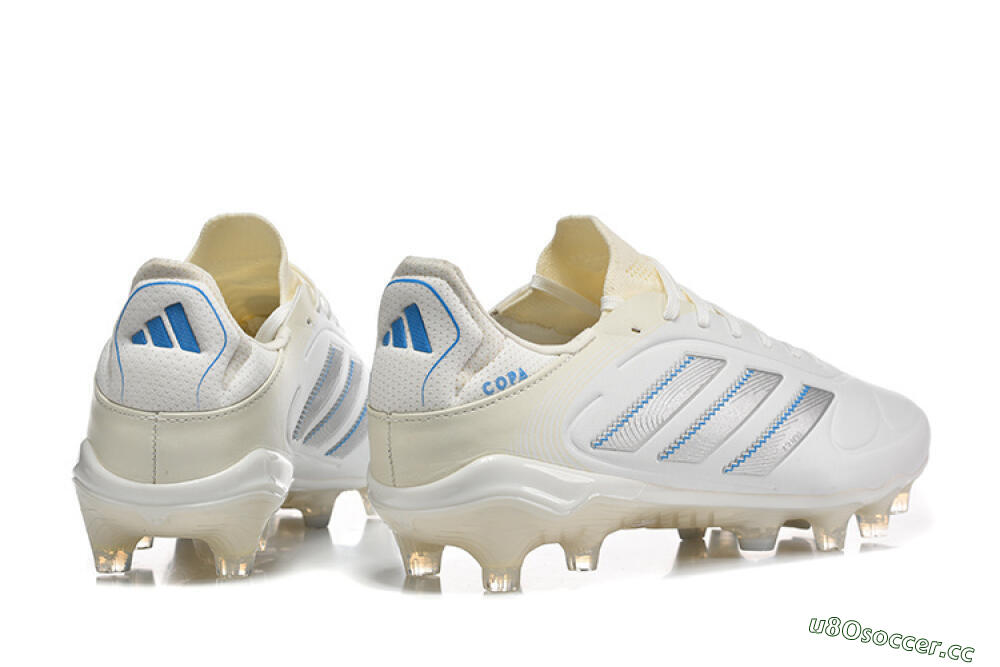 Men's Adidas Copa Pure 2 FG Firm Ground Low-Tops Football Boots - White/Light Gray/Blue 9
