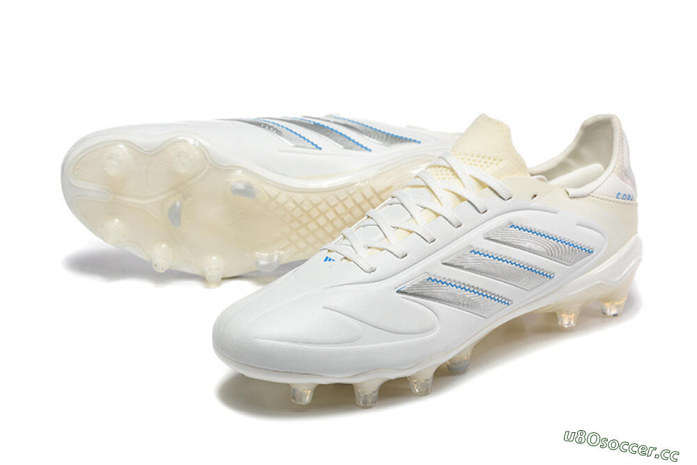Men's Adidas Copa Pure 2 FG Firm Ground Low-Tops Football Boots - White/Light Gray/Blue 3