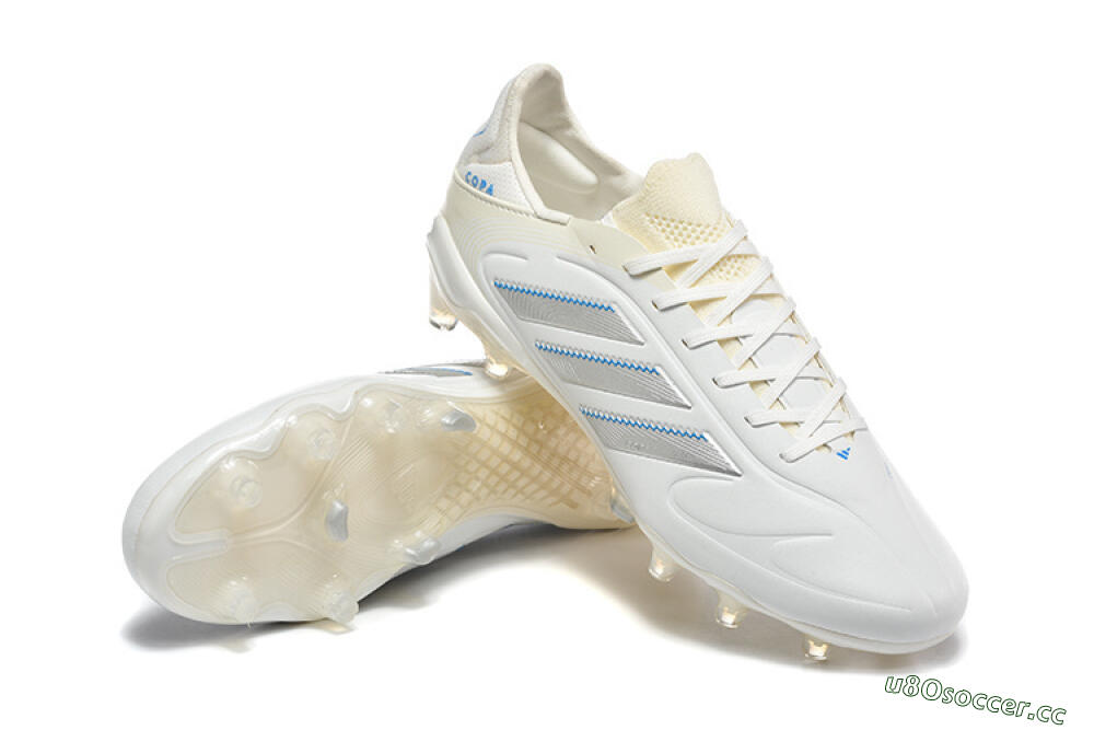 Men's Adidas Copa Pure 2 FG Firm Ground Low-Tops Football Boots - White/Light Gray/Blue 4