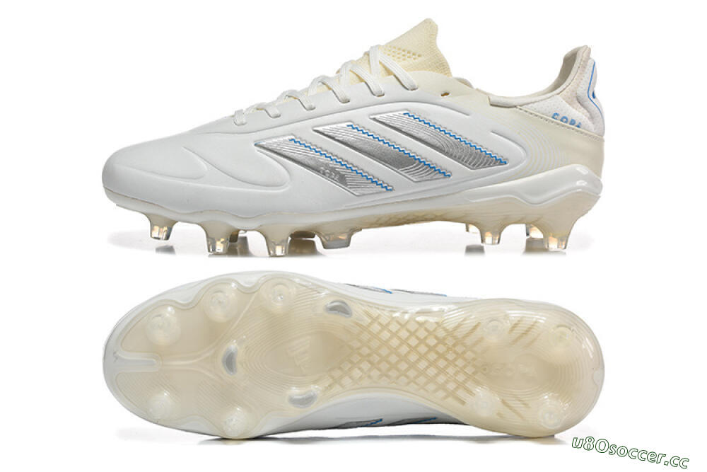 Men's Adidas Copa Pure 2 FG Firm Ground Low-Tops Football Boots - White/Light Gray/Blue 1