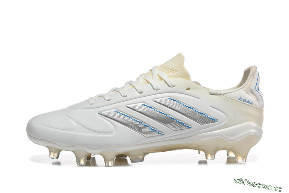 Men's Adidas Copa Pure 2 FG Firm Ground Low-Tops Football Boots - White/Light Gray/Blue 0