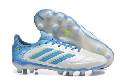 Men's Adidas Copa Pure 2 FG Firm Ground Low-Tops Football Boots - White/Sky Blue/Neon Green