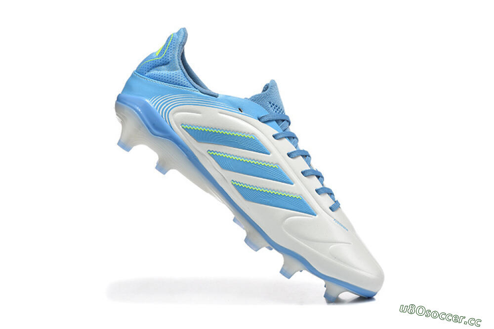 Men's Adidas Copa Pure 2 FG Firm Ground Low-Tops Football Boots - White/Sky Blue/Neon Green 7