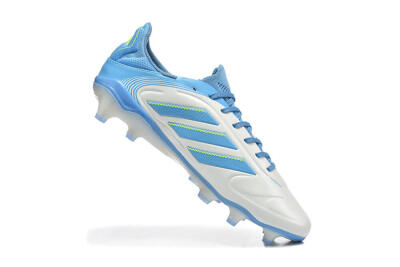 Men's Adidas Copa Pure 2 FG Firm Ground Low-Tops Football Boots - White/Sky Blue/Neon Green