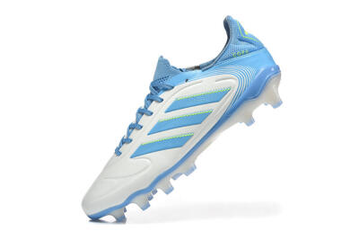 Men's Adidas Copa Pure 2 FG Firm Ground Low-Tops Football Boots - White/Sky Blue/Neon Green