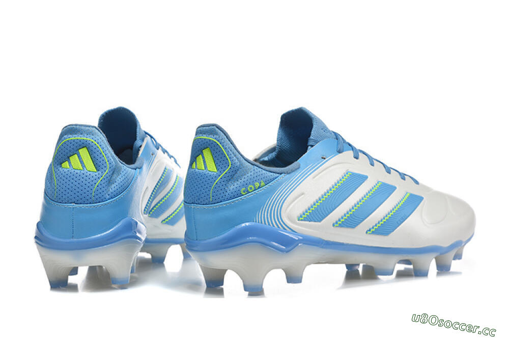 Men's Adidas Copa Pure 2 FG Firm Ground Low-Tops Football Boots - White/Sky Blue/Neon Green 9