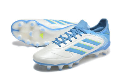 Men's Adidas Copa Pure 2 FG Firm Ground Low-Tops Football Boots - White/Sky Blue/Neon Green