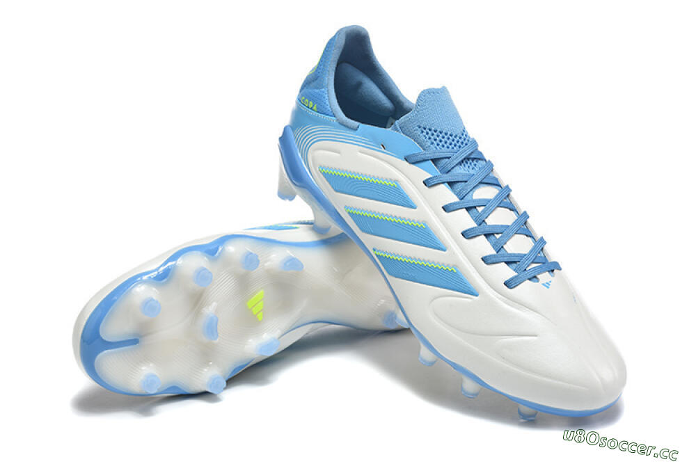 Men's Adidas Copa Pure 2 FG Firm Ground Low-Tops Football Boots - White/Sky Blue/Neon Green 4