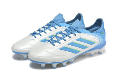 Men's Adidas Copa Pure 2 FG Firm Ground Low-Tops Football Boots - White/Sky Blue/Neon Green