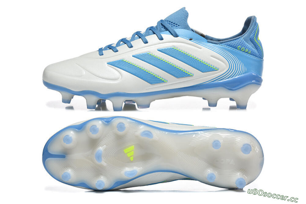 Men's Adidas Copa Pure 2 FG Firm Ground Low-Tops Football Boots - White/Sky Blue/Neon Green 1
