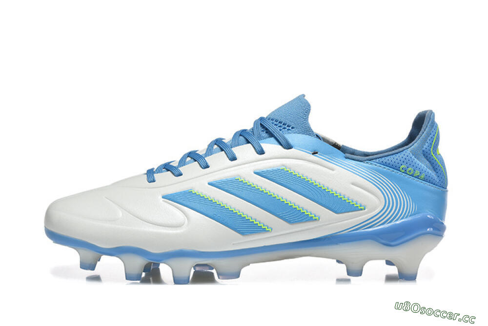 Men's Adidas Copa Pure 2 FG Firm Ground Low-Tops Football Boots - White/Sky Blue/Neon Green 0