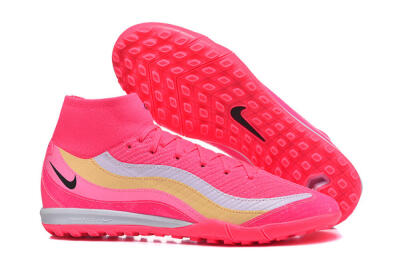 Men's Nike Air Zoom Mercurial Superfly 10 Elite TF Artificial Turf High-Tops Football Shoes - Pink/Electric Pink/Lemon Yellow