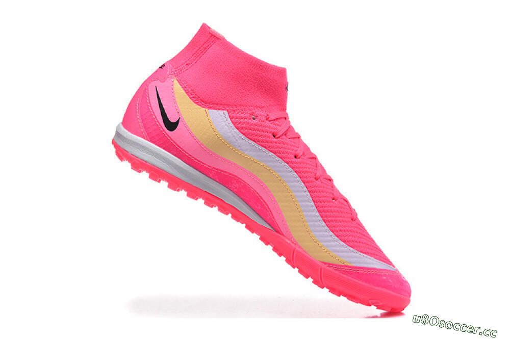Men's Nike Air Zoom Mercurial Superfly 10 Elite TF Artificial Turf High-Tops Football Shoes - Pink/Electric Pink/Lemon Yellow 7