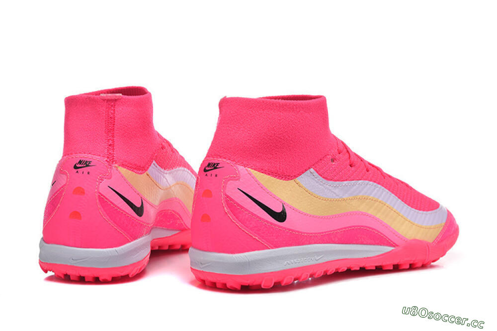 Men's Nike Air Zoom Mercurial Superfly 10 Elite TF Artificial Turf High-Tops Football Shoes - Pink/Electric Pink/Lemon Yellow 9