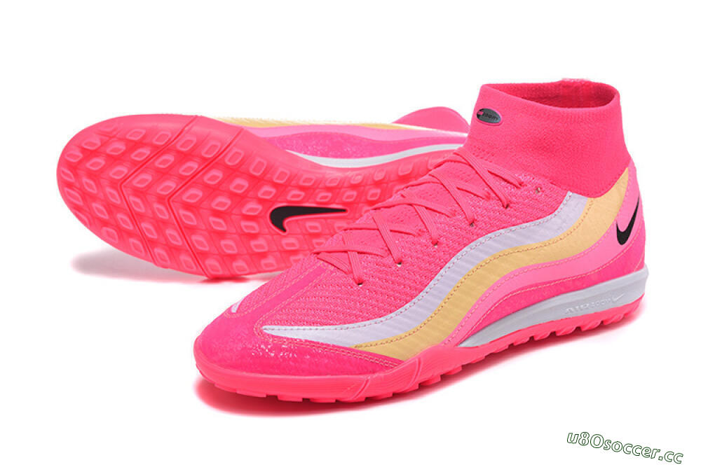 Men's Nike Air Zoom Mercurial Superfly 10 Elite TF Artificial Turf High-Tops Football Shoes - Pink/Electric Pink/Lemon Yellow 3