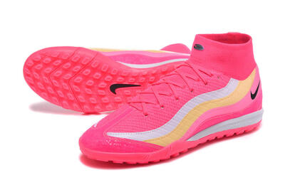 Men's Nike Air Zoom Mercurial Superfly 10 Elite TF Artificial Turf High-Tops Football Shoes - Pink/Electric Pink/Lemon Yellow