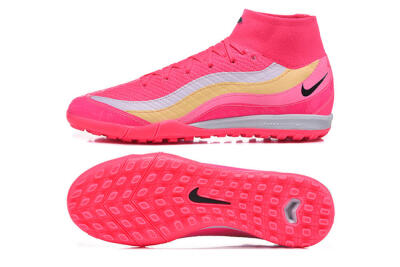 Men's Nike Air Zoom Mercurial Superfly 10 Elite TF Artificial Turf High-Tops Football Shoes - Pink/Electric Pink/Lemon Yellow