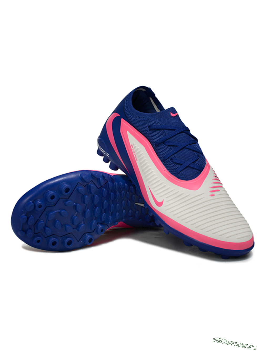 Unisex Nike Phantom 6 Low Elite TF Artificial Turf Low-Tops Football Shoes - Blue/Vibrant Pink/Light Grey 3