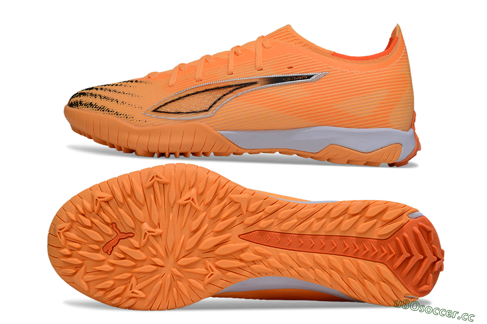 Men's Puma Ultra Ultimate TF Artificial Turf Low-Tops Football Shoes - Orange/Sunset Glow/Flame Orange 1