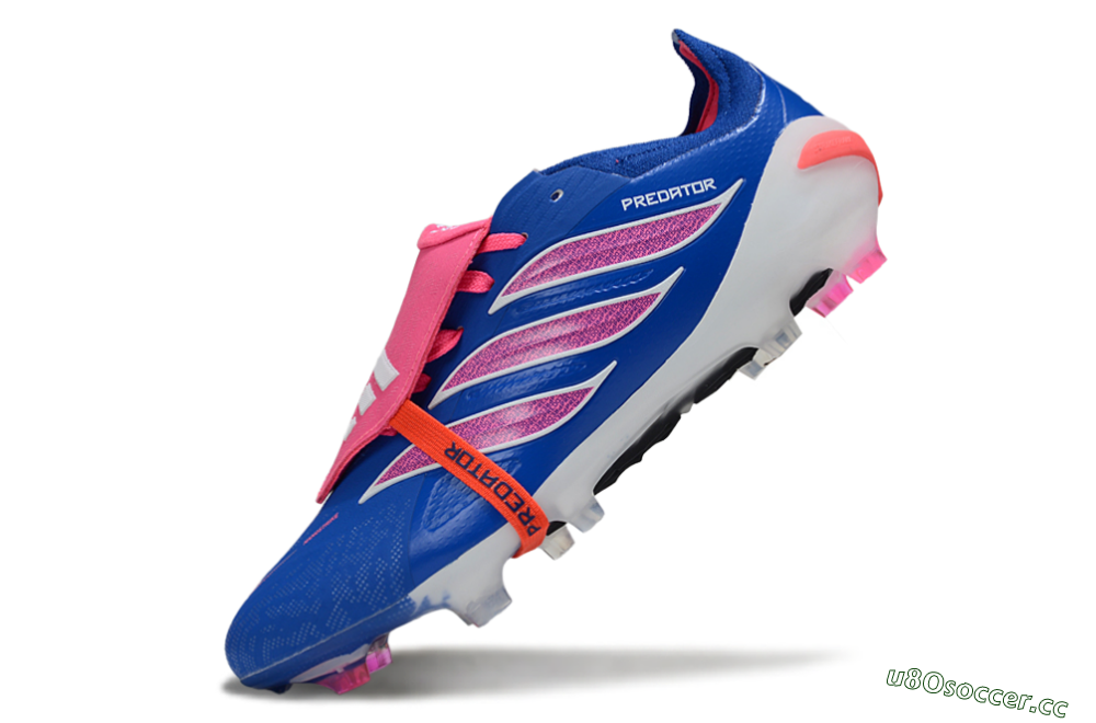 Men's Adidas Predator 26 Elite Fold-Over Tongue FG Firm Ground Low-Tops Football Boots - Blue/Electric Pink/Cerulean 5