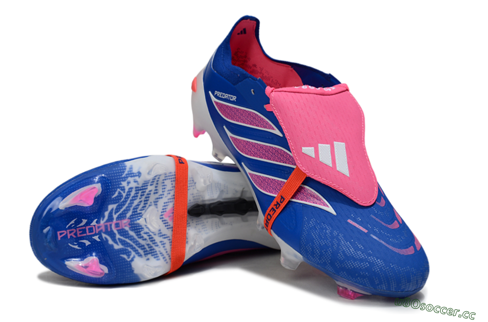 Men's Adidas Predator 26 Elite Fold-Over Tongue FG Firm Ground Low-Tops Football Boots - Blue/Electric Pink/Cerulean 3
